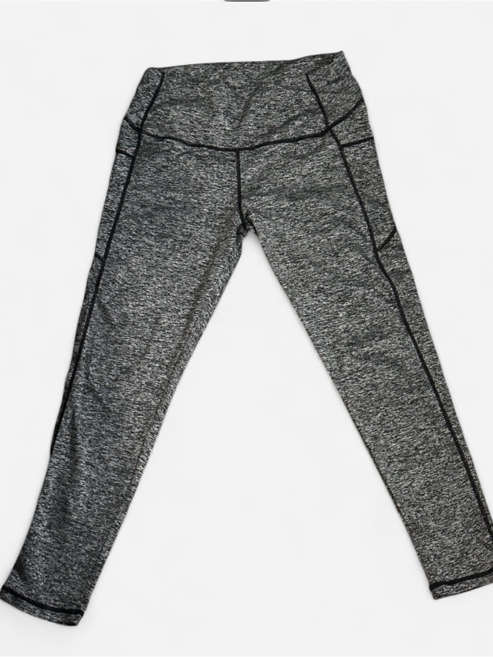 SHEIN Heathered Gray Active Leggings with Black Piping